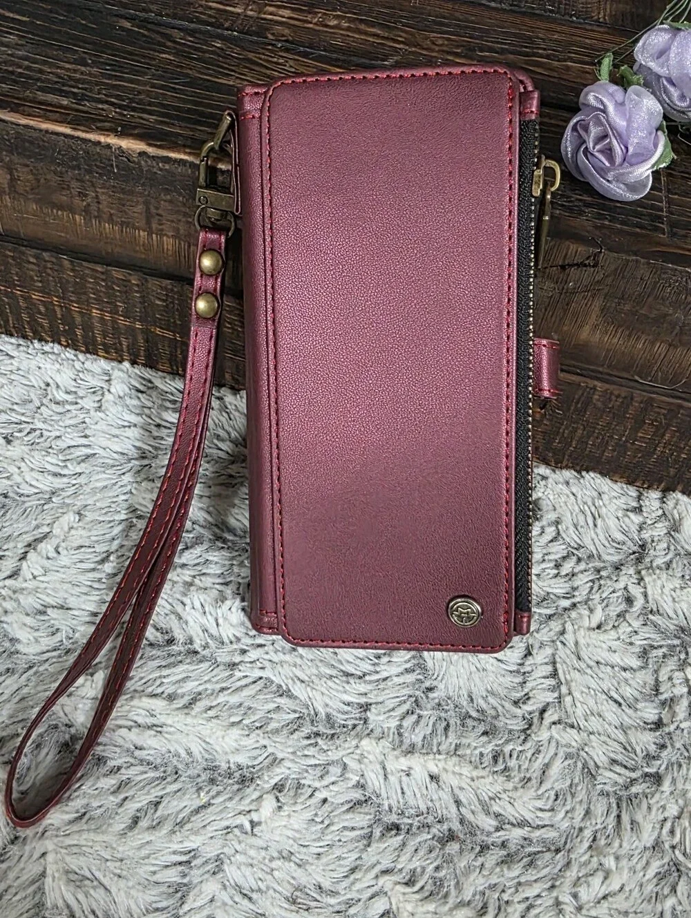 Defencase Samsung Galaxy A54 5G Wallet Phone Case Red with Strap